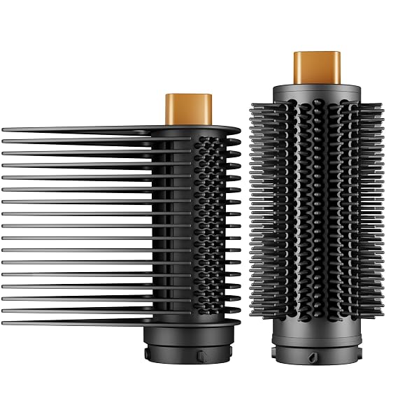 Wide-Tooth Tension Comb and Upgraded 2.3inch Round Volumizing Brush Attachment for Dyson Airwrap HS01 HS02 HS05 HS08