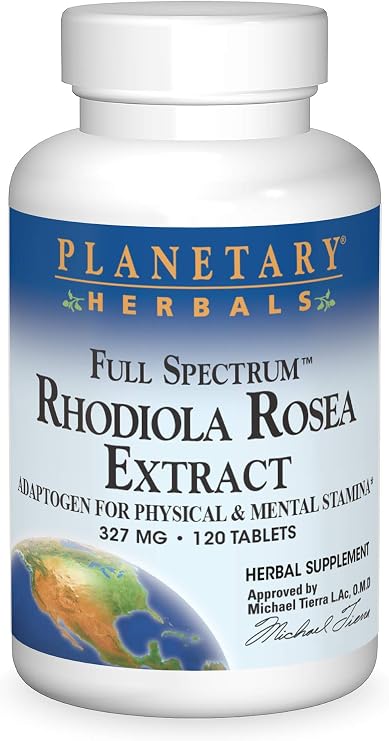 Planetary Herbals Rhodiola Rosea Extract Full Spectrum 327mg, Adaptogen for Physical & Mental Stamina,120 Tablets | Adaptogen for Physical & Mental Stamina