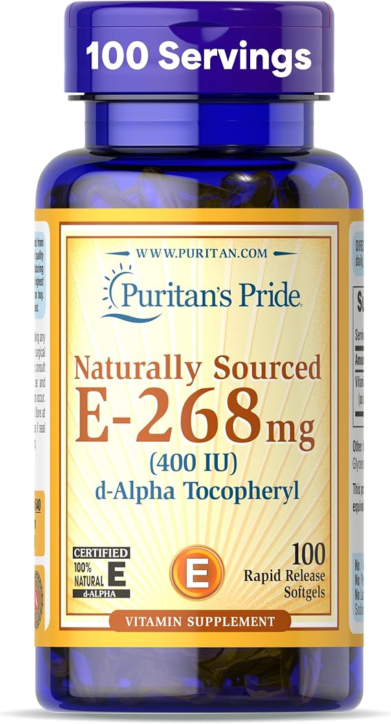 Puritan's Pride Vitamin E-268mg D-Alpha Tocopheryl, 100 Softgels