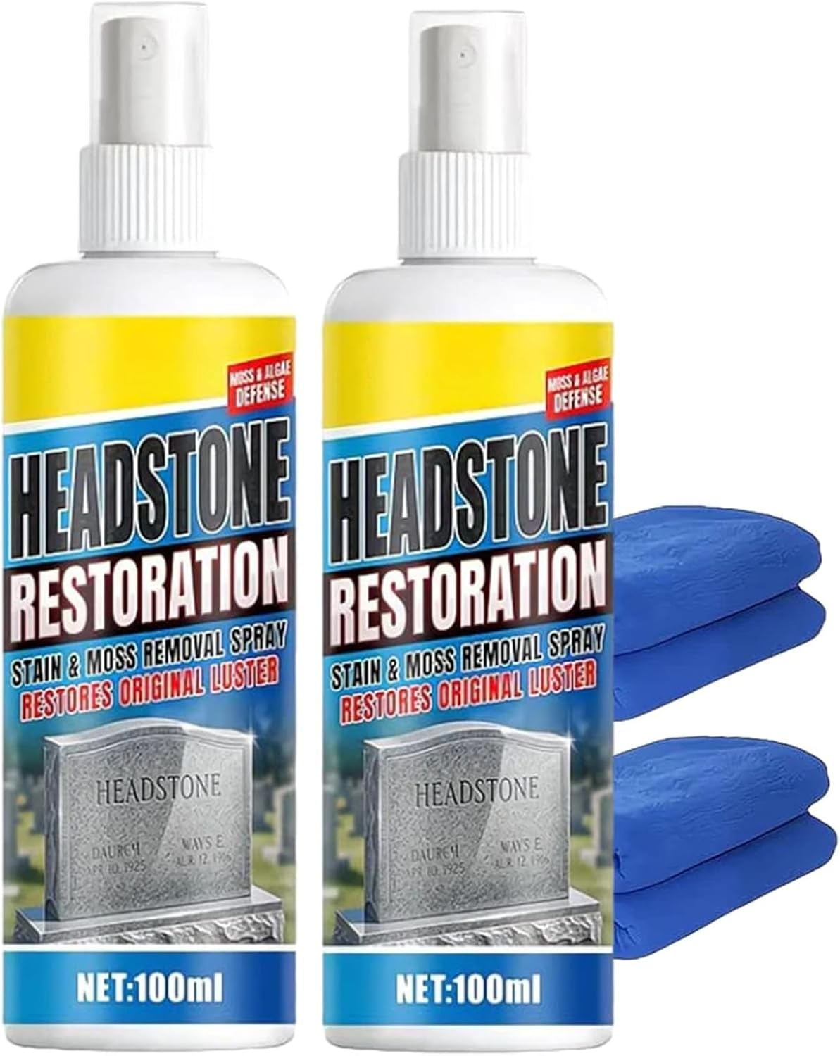 100ml Headstone Restoration and Cleaning Spray - Tombstone Monument Cleaner for Granite Marble Cemetery Memorials - Gentle Stone Care Formula (1)