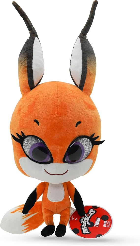 Miraculous Ladybug - Kwami Mon Ami Trixx, 9-inch Fox Plush Toys for Kids, Super Soft Stuffed Toy with Resin Eyes, High Glitter and Gloss, and Detailed Stitching Finishes (Wyncor)