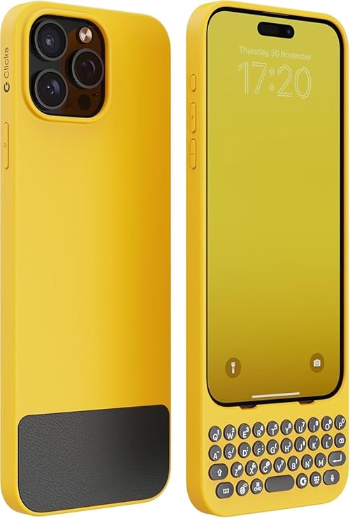 Clicks Clicks iPhone 15 Pro Case with Keyboard, Smartphone Case, Wireless Charging Bumblebee