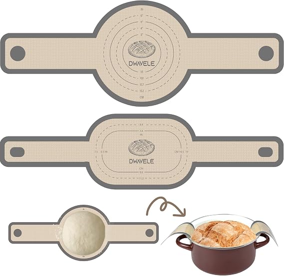 Silicone Bread Sling, Sourdough Transfer, Nonstick, 2 Pack Oval and Round