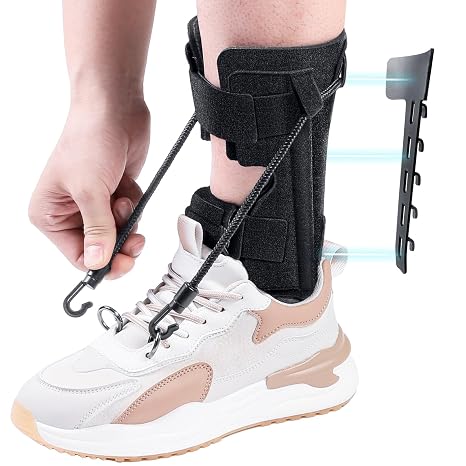 AFO Foot Drop Brace Splint, Adjustable Drop Foot Up Ankle Support for Walking with Shoes, Improve Walking Gait, Fits Right & Left, Women and Men