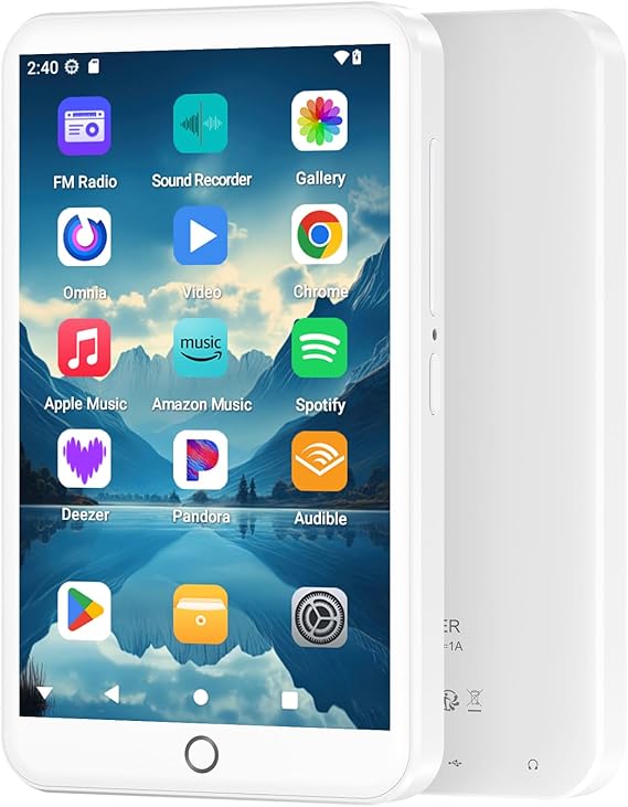 96GB MP3 Players with Bluetooth WiFi, Android 13 MP3 MP4 Players with 4" Touchscreen and Speaker, Spotify Music Player with Audible, FM Radio, Amazon Music, Play Store