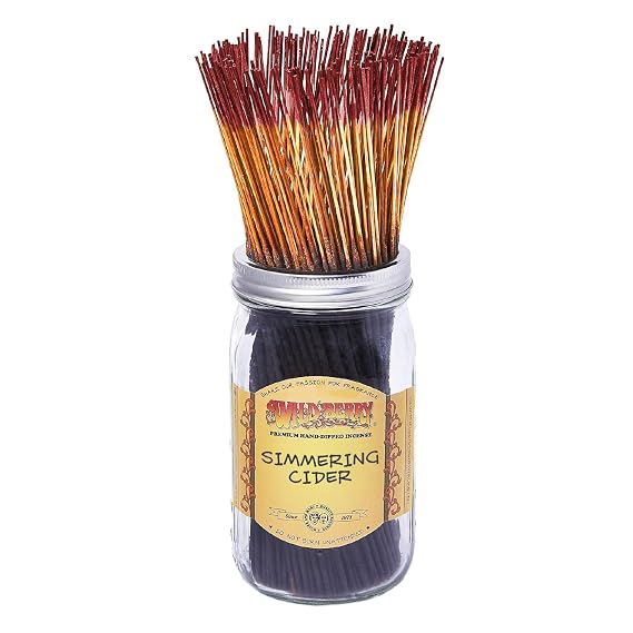 Wild Berry Incense Sticks - Simmering Cider - Warm Apple Cider Scent with Spicy Cinnamon - Hand Dipped in the USA (100 Count)