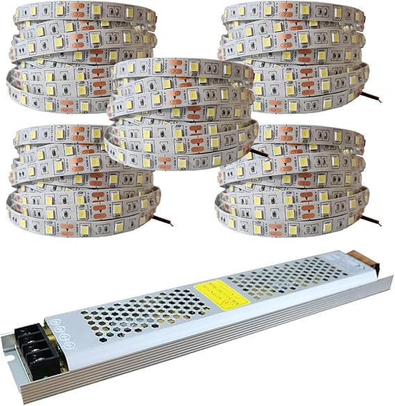 25 Metre Şerit LED Beyaz Renk + 12v 33 Amper 400 Watt LED Trafo - 3 Dirençli Double Pcb - Oturma Odası, Yatak Odası ve Mutfak için Gizli Aydınlatma [Enerji Sınıfı F]