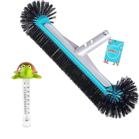 Floating Pool Thermometer, Large Display with String Easy to Read&Swimming Pool Brush Head with Round Ends