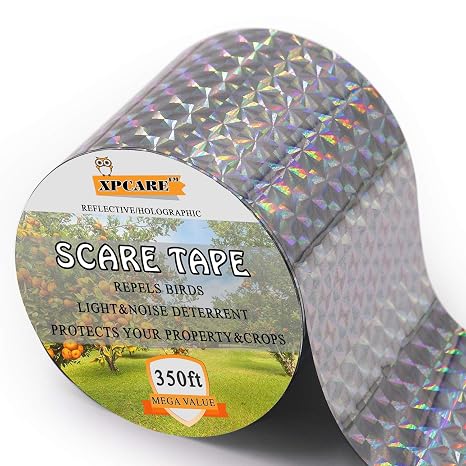 XPCARE Bird Scare Tape Ribbon - 350ft x 2in Reflective Tape Rainbow Tape Products to Prevent Birds from Hitting Windows