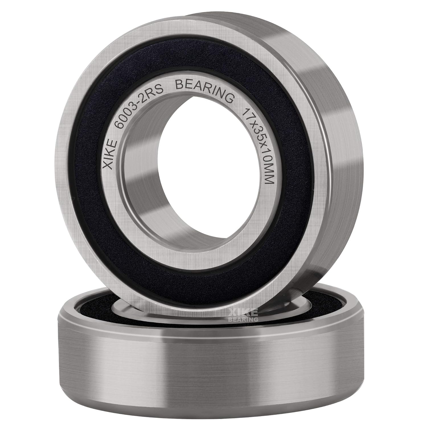 XiKe 2 Pcs 6003-2RS Double Rubber Seal Bearings 17x35x10mm, Pre-Lubricated and Stable Performance and Cost Effective, Deep Groove Ball Bearings