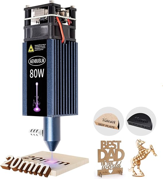 Laser Module 10W(10000mW) with Air Assist, 80W Laser Engraving Cutting Module for Wood,10W Output Power, Fixed-Focus, Compressed Spot CNC Carving DIY (Black)