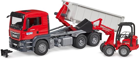 Bruder 03767 Man TGS Truck with Roll-Off Container & Schaffer Compact