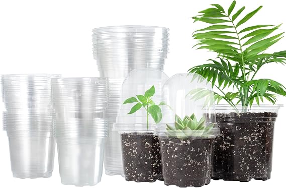 Bonviee Clear Nursery Pots with Humidity Domes, 3.5/4/5 Inch, 36-Pack