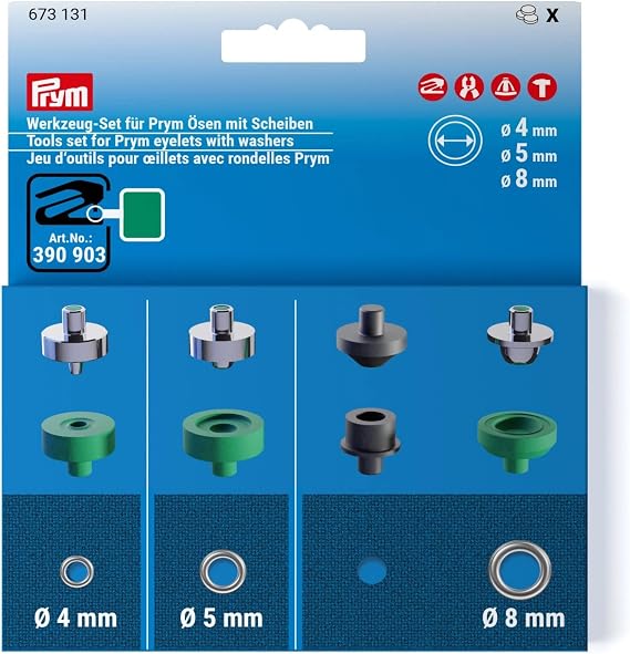 Prym Vario Set Eyelets 4-5-8 mm Fastener Tool, Dark Green 8 Count