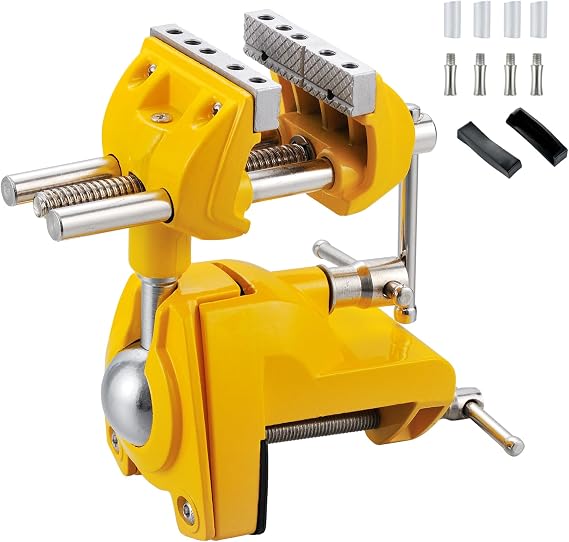 MAXMAN Bench Vise, 360 Cast Steel Swivel Base, 3 inch Multi-Purpose Clamp | Heavy Duty Cast Steel, 360 Swivel Base, 3 Inch Jaw, Table Clamp Vise for Workbench/Wood/Metal/Conduit/Drill, Ideal DIYers