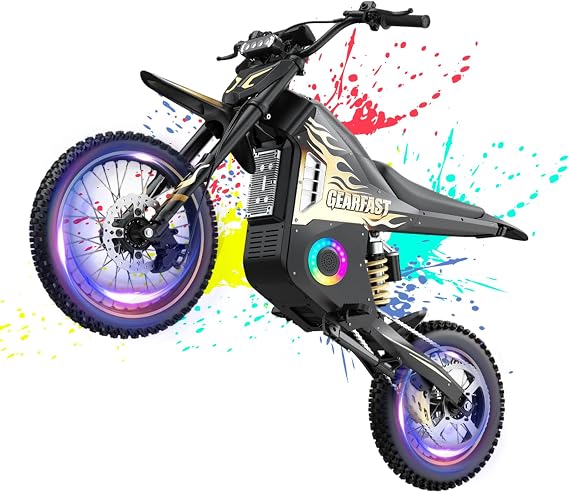 Electric Dirt Bike for Teens Adults, 3500W Peak Electric Motorcycle, 48V 23.4Ah, 40MPH & 60 Mile Ebike, Dual Hydraulic Brakes, Full Suspension, 14"/12" Off-Road Tire All-terrain E-Bike (Black&Gold)