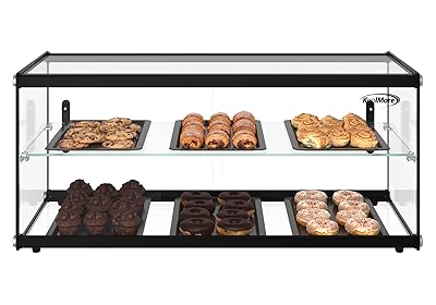 KoolMore 33 in. 2 Tiered Pastry Display Case with Glass Shelf and Sliding Door, 3.2 cu. ft. Capacity, ETL Listed KM-DC-3CSBK