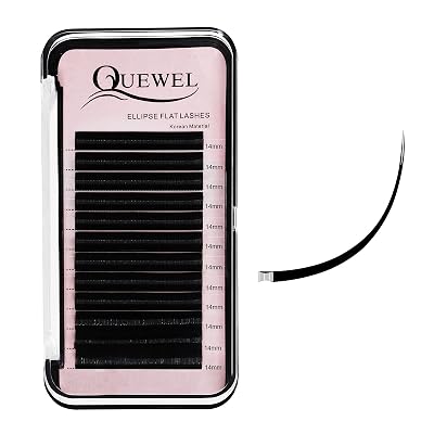 QUEWEL Eyelash Extensions Ellipse Flat 0.20mm CC Curl 14mm Matte Black|0.150.20mm CCCDDD Curl Mix-8-15mm Single 8-18mm