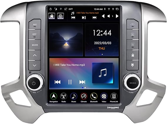LINKSWELL 12.1" Android Car Stereo for Silverado & Sierra 2014-2019, T-Style Touchscreen Radio Replacement, Wireless CarPlay & Android Auto, 4GB+64GB Head Unit with Bluetooth, WiFi, AM/FM, SWC