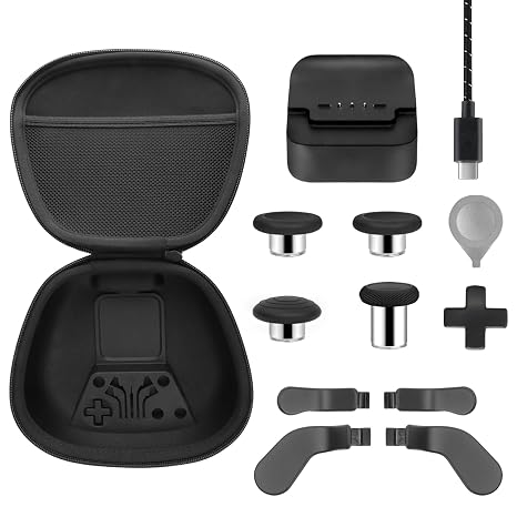 Complete Component Pack for Xbox Elite Controller Series 2 - Accessories Includes 1 Carrying Case, 1 Charging Dock, 1 Charger Cable, 4 Thumbsticks, 4 Paddles and 1 Adjustment Tool(BLACK)