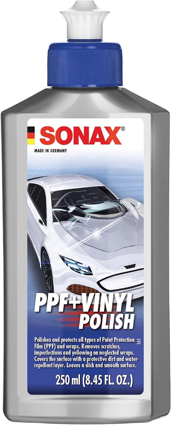SONAX PPF + Vinyl Polish | Paint Protection Film & Vinyl Wrap Polish for Scratch Removal, Gloss Enhancement & Surface Protection | Safe for Matte & Gloss Finishes | DIY Car Care Formula