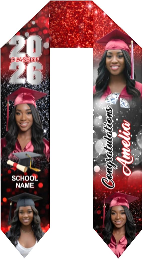 Personalized Graduation Stole Class of 2026 Custom Graduation Sash Graduation Stoles Customize Photo 72''