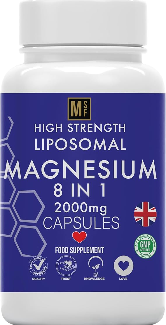 Magnesium 8 in 1 Complex 2000mg | 4 Month Supply | Full Spectrum Elemental Mg Supplement | 120 High Strength Vegan Capsules | 8 in 1 Bioavailable Magnesium | 1 A Day | Gluten Free, UK Company