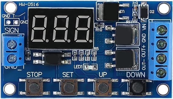 DC 5V-36V Cycle Timer Delay, Programmable Timer Switch Delay Relay Module | Dual-MOS Output Adjustable Time Delay with LED Display, 12V (0.1s to 999min), High Power Capacity Emergency Stop Function