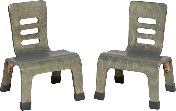 ECR4Kids Bentwood Chair, 8in Seat Height, Montessori, 2-Pack, Grey Wash