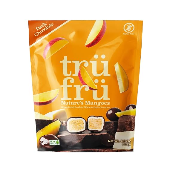 Tru Fru Nature's Mangoes Hyper-Dried Fresh in Dark Chocolate, 4.5 Ounce Bag
