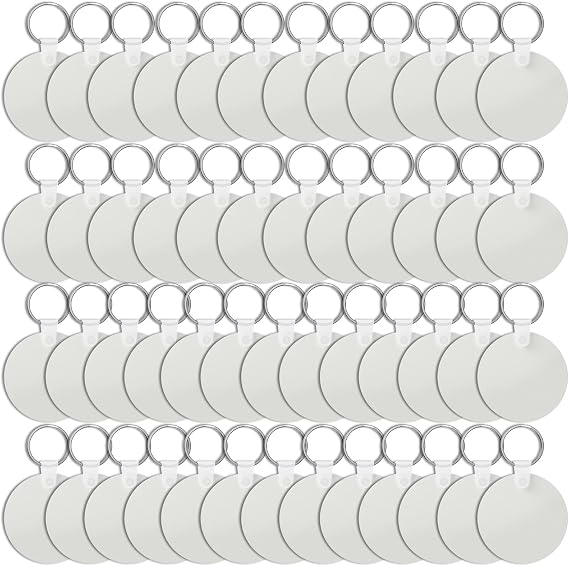 150pcs Sublimation Keyring Blanks Set with Heat Transfer MDF Blanks Key Rings and Plastic Retaining Clips for DIY Keychain Gift Crafts Making(Circular)