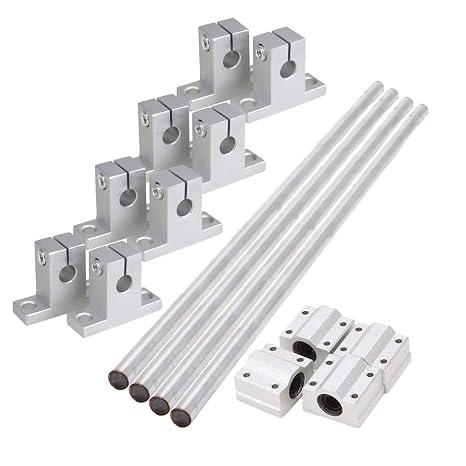4-Set Linear Motions, 4 Precision Linear Shafts 8MM x 300MM, 4 Linear Bushings, 8 Shaft Supports