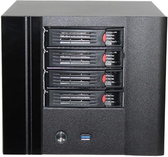 4 + 2 Bay DIY NAS Case, 4 x 2.5 / 3.5 Tray + 2 x 2.5 Internal Bay. MB ITX. PSU Flex. Front USB 3.0 12cm Chassis Fan Hot Swap Backplane. Network Attached Storage Private Cloud Enclosure.
