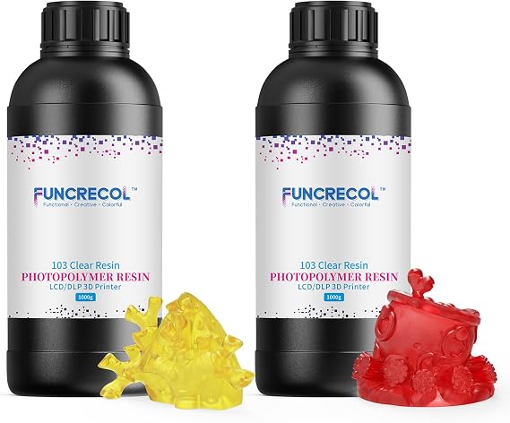 3D Printer Resin 2KG, High Transparent Fast UV-Curing 405nm 3D Resin for LCD/DLP/MSLA Resin 3D Printer, Low Odor High Precision 3D Printing Resin Clear Yellow and Clear Red