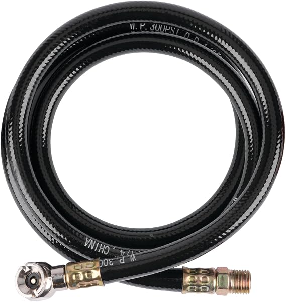 Performance Tool W10057 4 ft. PVC Air Hose with Tire Chuck, 300 PSI | Lightweight, flexible PVC resists kinks, abrasion and weather. 1/4-inch NPTM. Tire inflator hose accessory