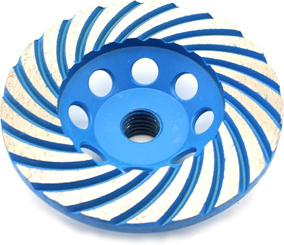 TEMO 4" Diamond Turbo Segment Grinding Cup Wheel Disc, 5/8" Thread Arbor | Fits Angle Grinder | Fast Material Removal | High Grinding Strength | Polishing And Cleaning Concrete ,Tile, Stone And Cement