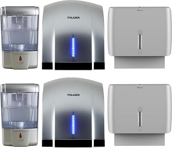 Hand Dryers 2pcs and Automatic Soap Dispenser 2pcs and Paper Towel Dispenser 2pcs