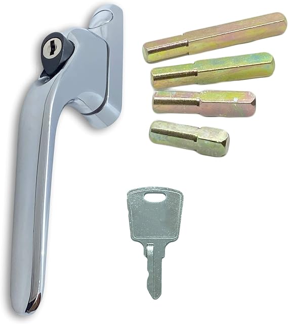 Chrome UPVC Universal Inline Window Handle Double Glazing Espag Lock Smart Spindle