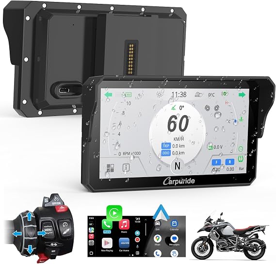 Carpuride W602BSPRO for BMW Motorcycle Carplay & Android Auto with SOS Call | 6.25" IP67 Waterproof Car Play Moto GPS Navigation Screen with Type-C, Data Reading, Dual Bluetooth, OTA, Wonder Control,TPMS