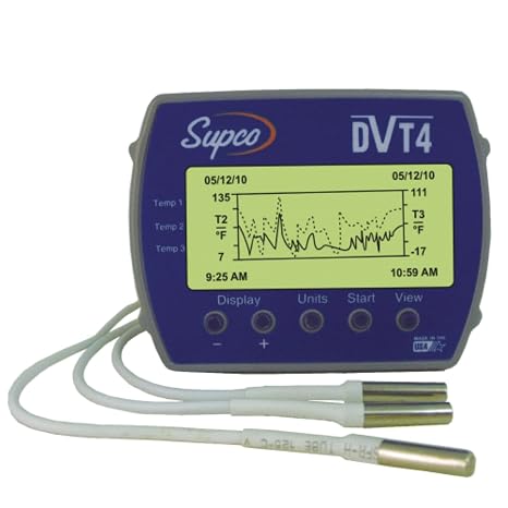 Supco DVT4 4 Channel Temperature Monitor and Data Logger with Display