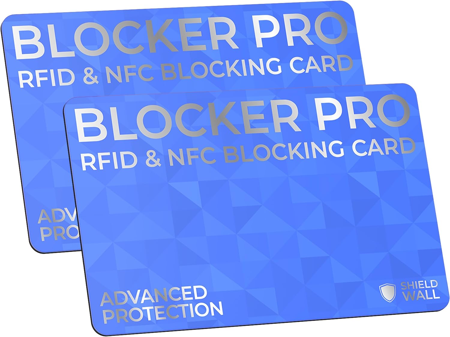 BLOCKER PRO - Triple Blocking Advanced Protection RFID & NFC Blocking Card - Anti-theft protection for Bank cards, Debit cards & Credit cards, plus ID cards and Passports (2 pack) (Atlantic Blue)
