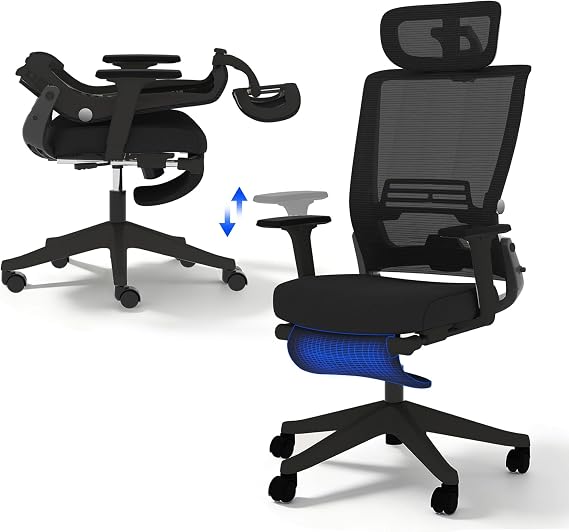 FLEXISPOT Ergonomic Office Chair, Folding Office Chair for Small Spaces with Adjustable Lumbar Support, Armrest and Headrest, Mesh Desk Chair with Footrest for Home Work, Flora & Fauna Serie