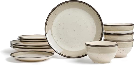 Earth & Clay Harlow 12-Piece Dinnerware Set Earthenware, Beige