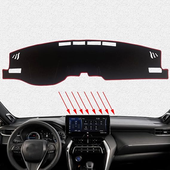 Great-luck Dashboard Cover Mat Custom Interior Accessories Dash Covers Reduces Glare Eliminates Cracking(Without HUD(Red edge) for Toyota Venza(2021 2022)