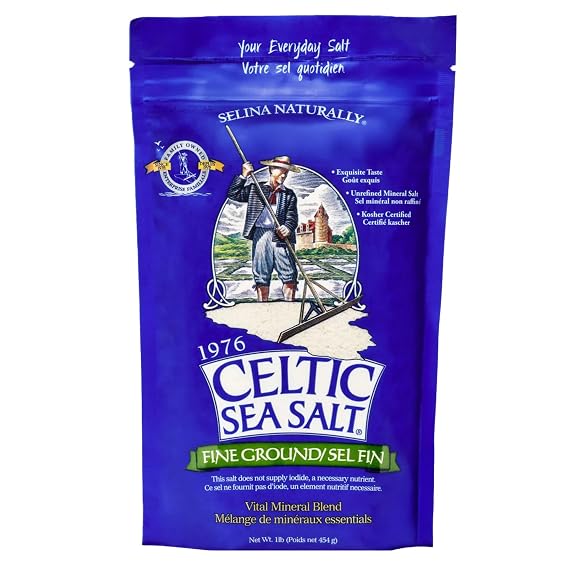 Celtic Sea Salt Fine Ground, Unrefined Mineral Salt for Cooking, 1 lb | Soft fine grains with 70+ trace minerals for everyday cooking, baking, and seasoning; hand-harvested, lab tested