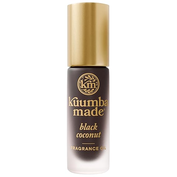 Kuumba Made Black Coconut Fragrance Oil, Roll-On, Alcohol-Free, 0.15 Fl Oz | Long-Lasting Scented Oil with Dark Chocolate, Almond Notes, Botanical, Skin-Friendly Perfume Roller, Vegan, Cruelty-Free