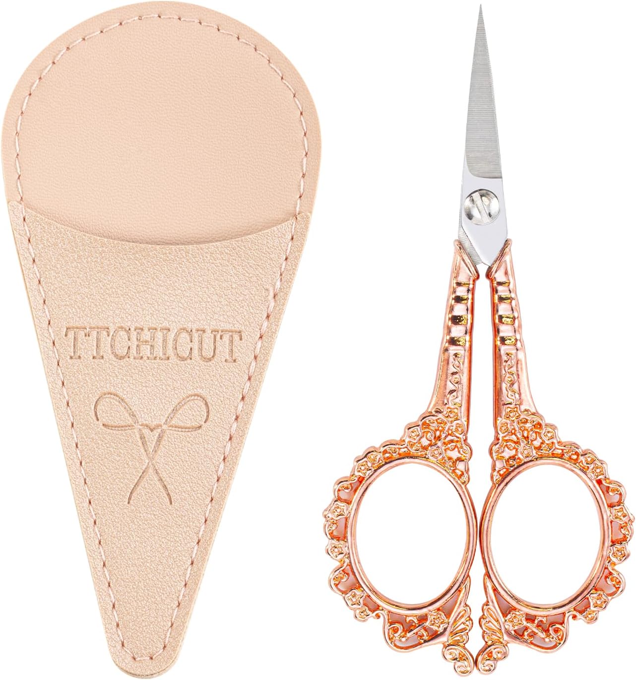 Rose Gold All Purpose Scissors with Sheath - Sewing & Embroidery Scissors for Home, Office & School