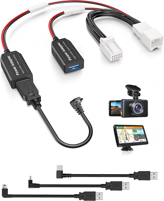 Dash Cam Power Adapter,10 Pin Type C for Chrysler,Dodge,Ram,Jeep Cherokee | Fit Ram 1500/2500/3500, Grand Cherokee/Compass/Wagoneer with Auto-Dimming Rearview Mirror, Power Adapter Cable for Dashcam