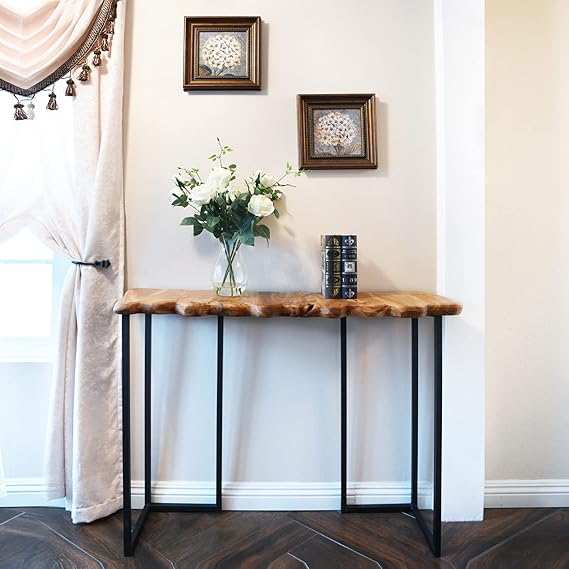 WELLAND Cedar Wood Live Edge Console Table 13" D x 42" W x 33" H