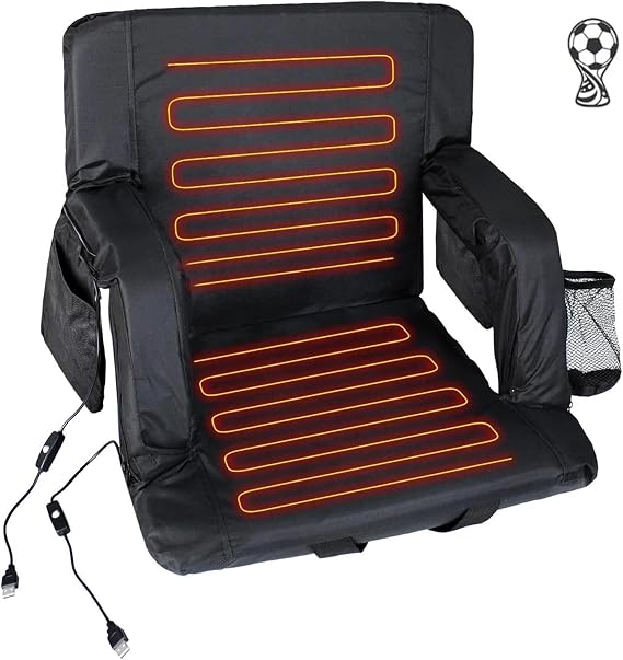 The Hot Seat Dual Heated Stadium Bleacher Seat Reclining Padded Back Arm Support